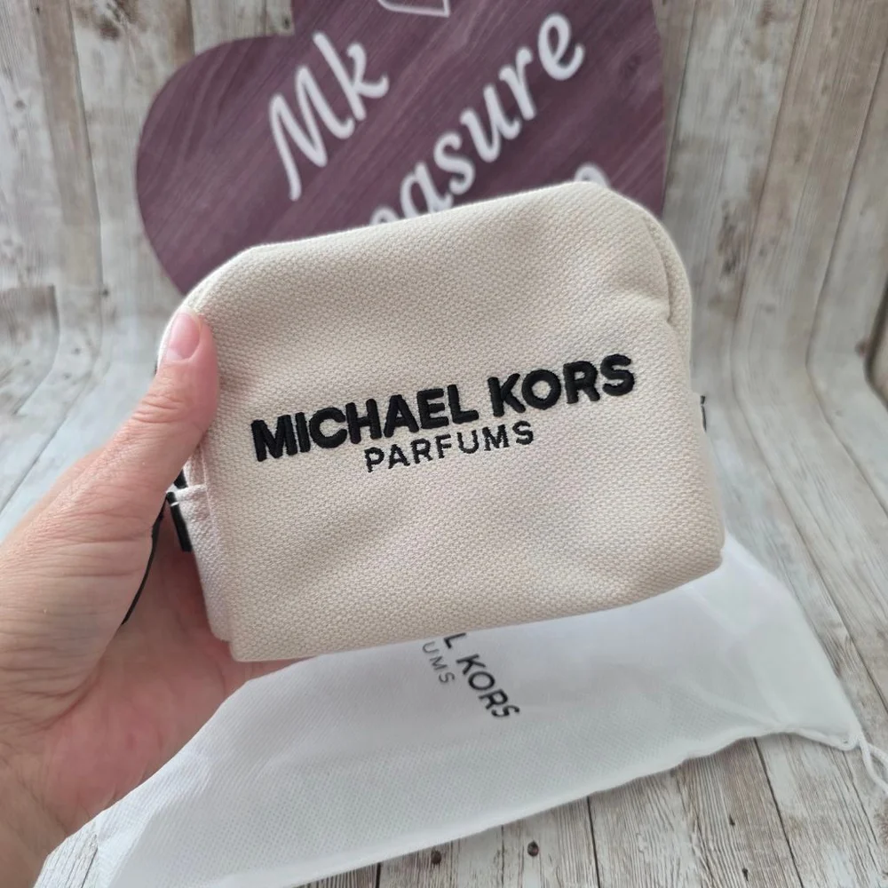 Michael Kors Beige Black Cosmetic Bag